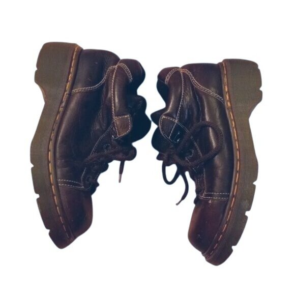 Dr. Martens UK 7 US 9 Brown Leather Lace-Up Ankle Boots 8542 Y2K Chunky Vintage - Picture 5 of 11
